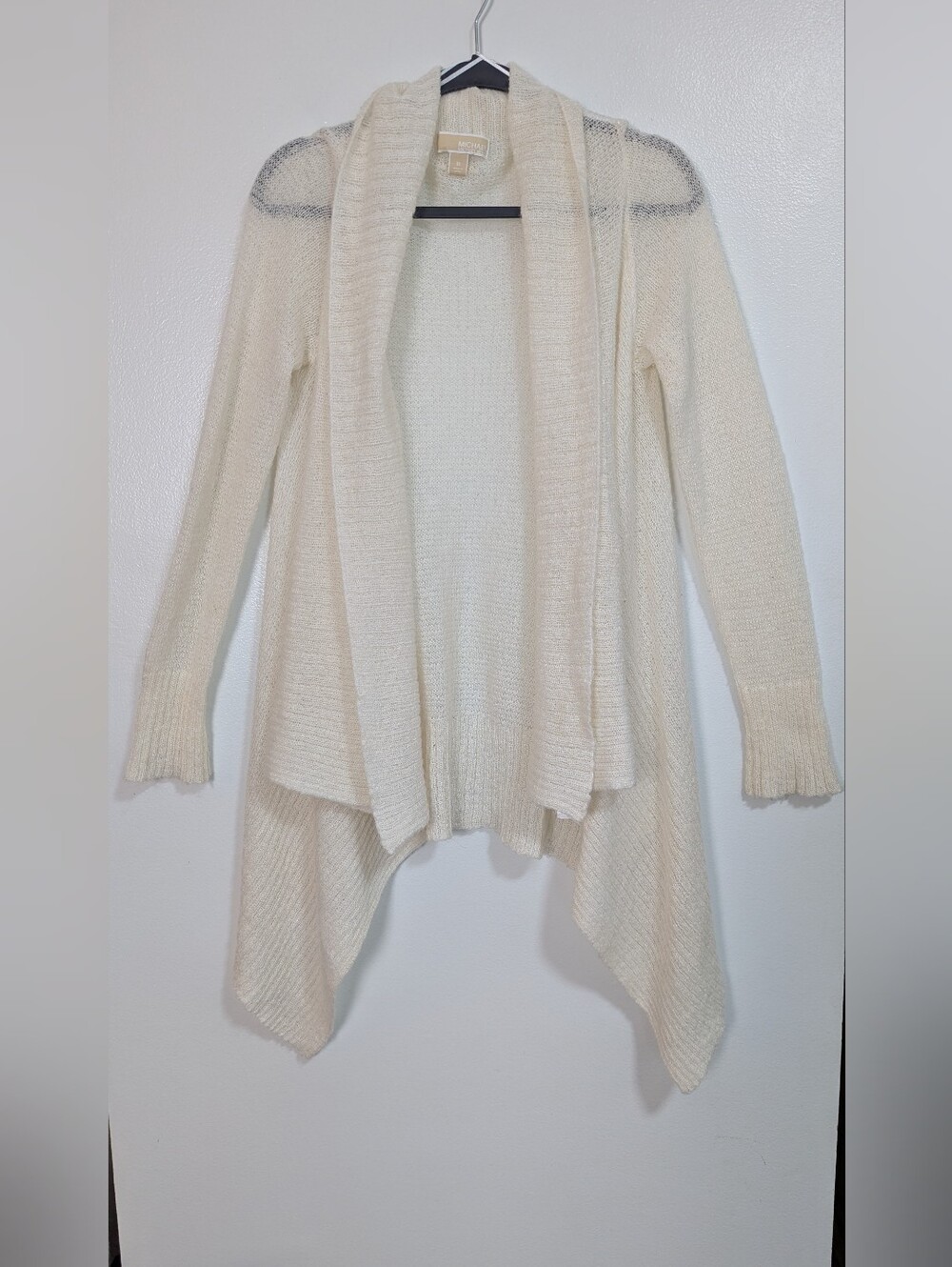 MICHAEL Michael Kors Size M Cream Mohair Drape Cardigan Sweater